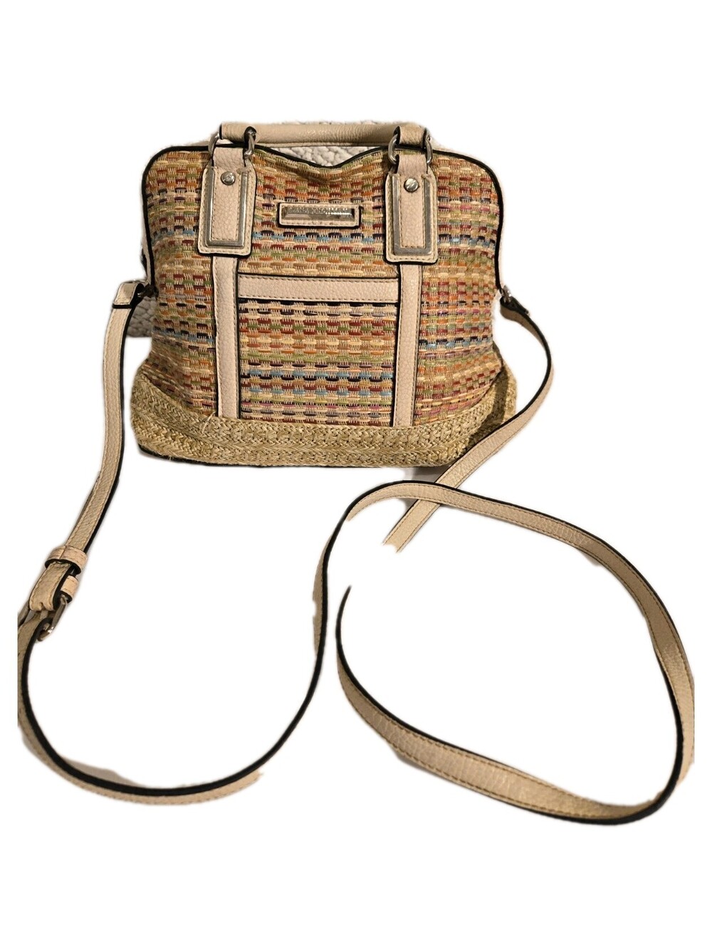 dana buchman woven and faux leather crossbody Bag